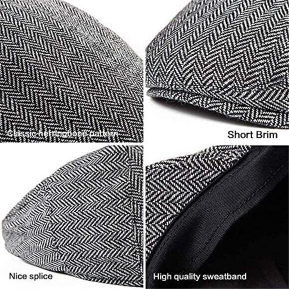LADYBRO 2Pack Adjustable Newsboy Hats for Men Flat Cap Mens Irish Cabbie Tweed - Picture 9 of 14